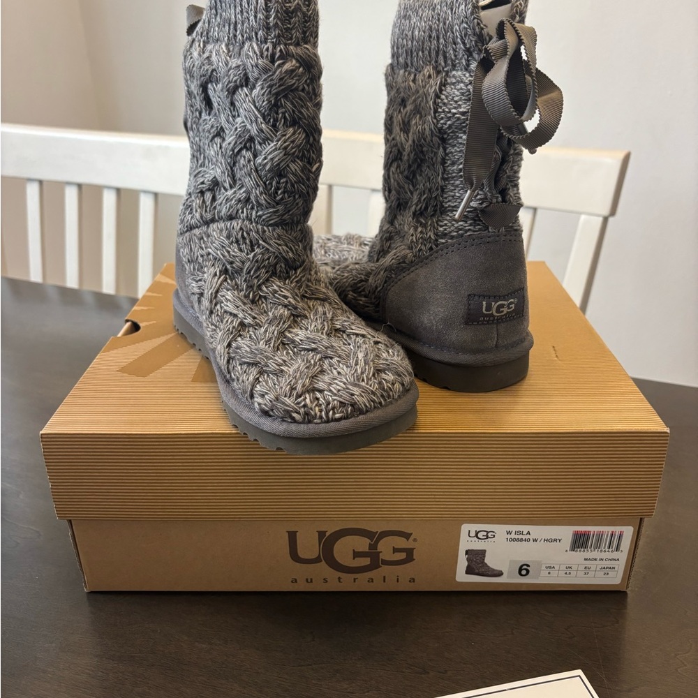 UGG Heather Gray Knit Boots